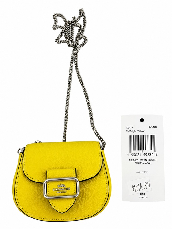 Coach Handbags - New- Coach Morgan Card Case On A Chain in Bright Yellow refined pebble leather